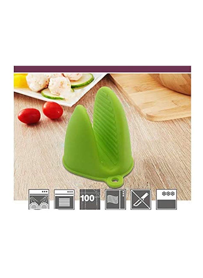 High Temperature Heat Insulation Anti-Slip Baking Oven Microwave Dish Clamp Silicone Gloves Green  - Image 2