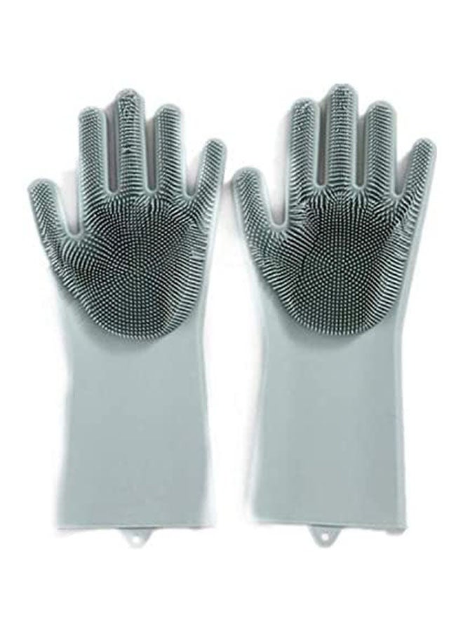 Kitchen Practical Long Hair Waterproof Non-Slip Food Silicone Magic Gloves -Y Grey 