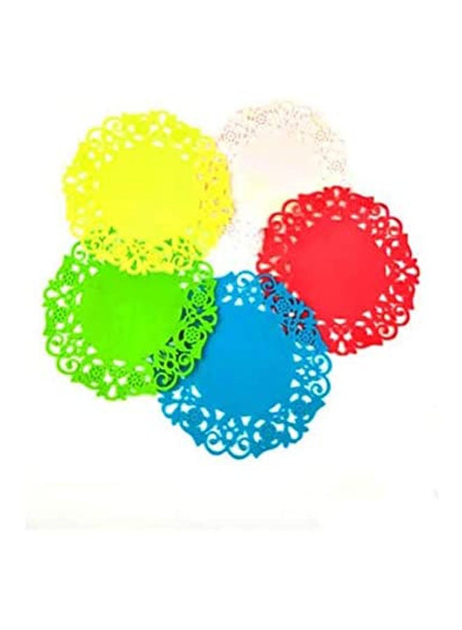 Lace Flower Doilies Silicone Coaster Tea Cup Mats Pad Insulation Placemat Set Of 6 Pieces Multicolour  - Image 1