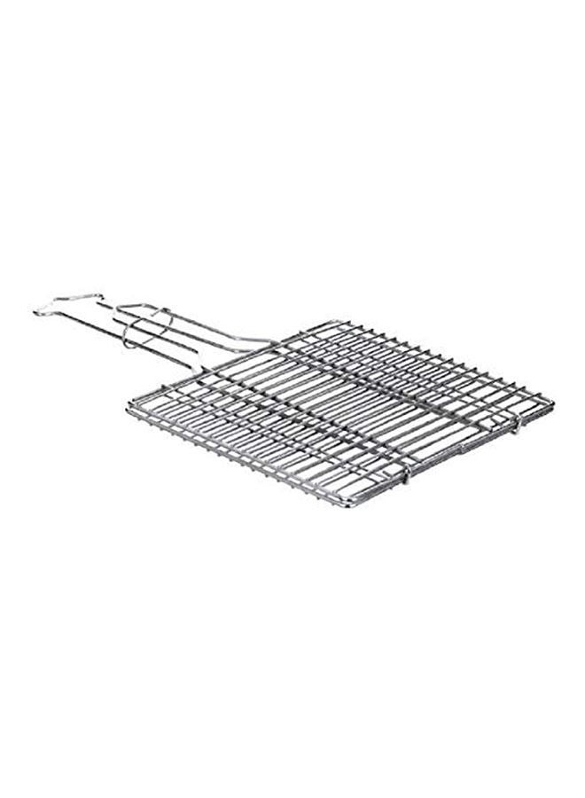 ماركة غير محددة Grilling Net With 10 Handle Chrome Stainless Steel Nickel Coating Silver 40cm  - Image 1