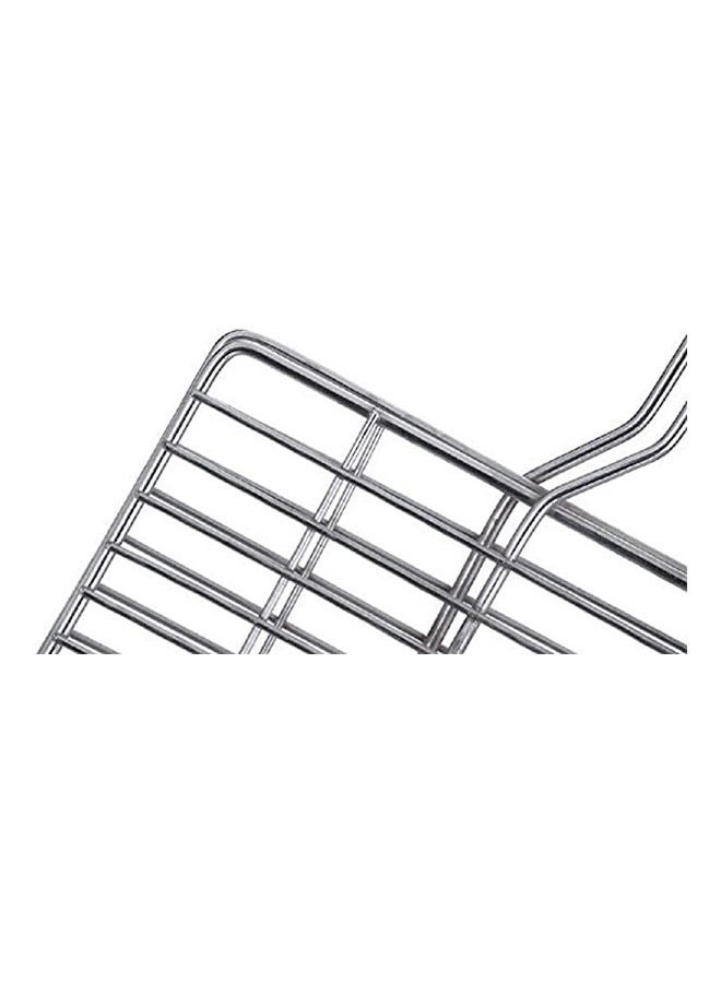 ماركة غير محددة Grilling Net With 10 Handle Chrome Stainless Steel Nickel Coating Silver 40cm  - Image 2