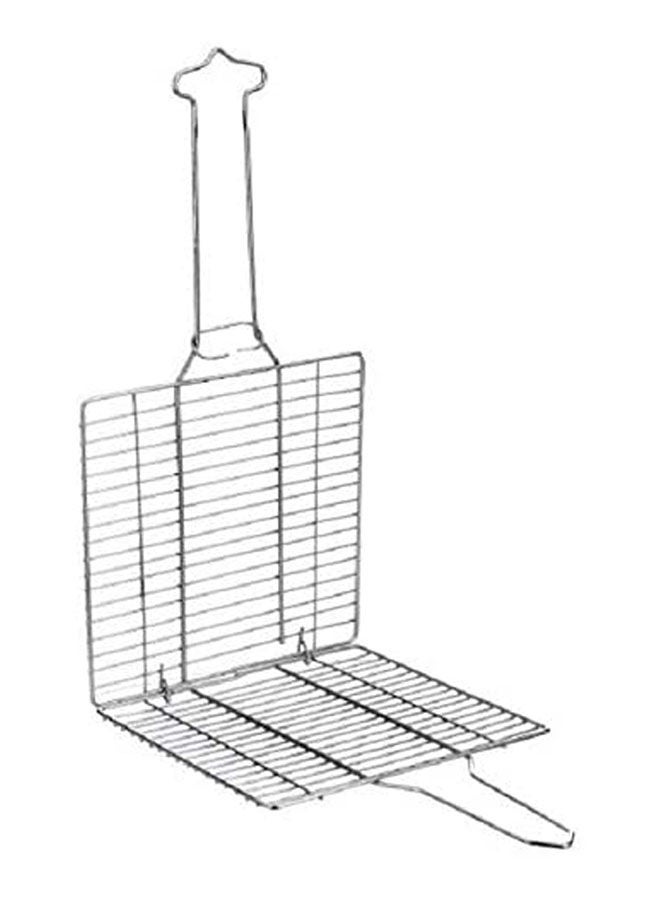 ماركة غير محددة Grilling Net With 10 Handle Chrome Stainless Steel Nickel Coating Silver 40cm  - Image 1