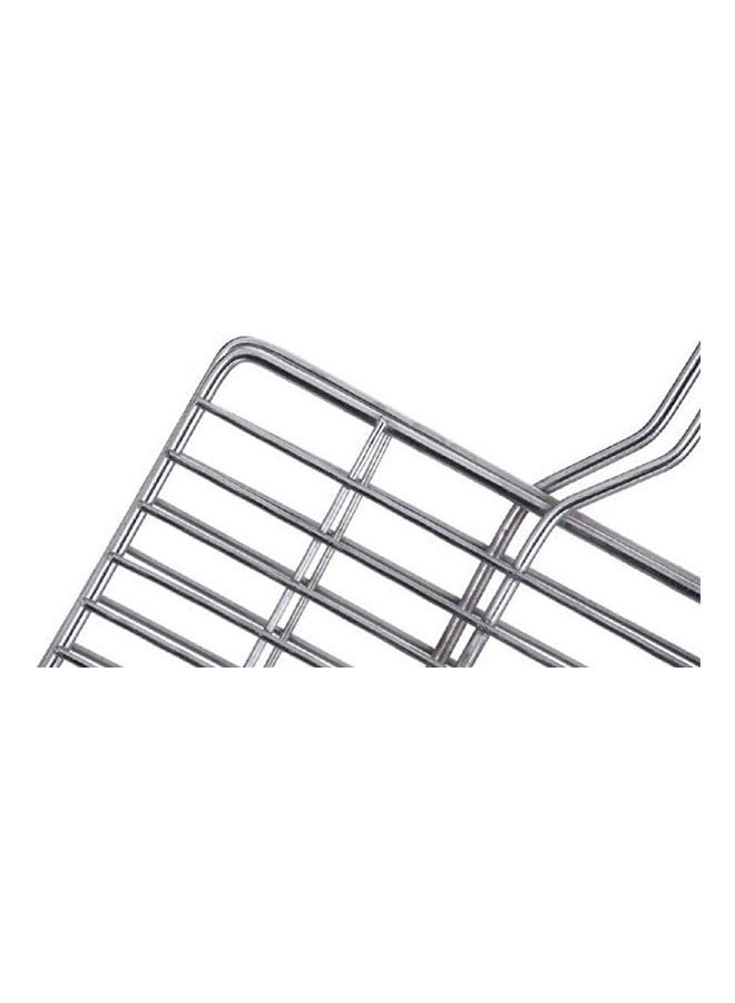 ماركة غير محددة Grilling Net With 10 Handle Chrome Stainless Steel Nickel Coating Silver 40cm  - Image 2