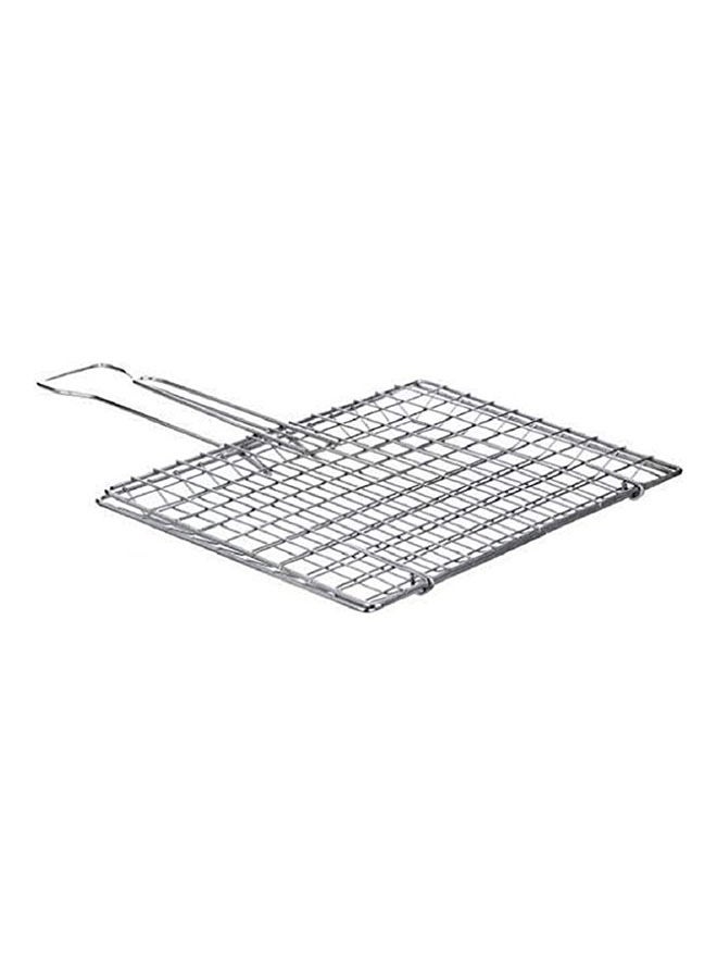 ماركة غير محددة Mini Grill Griddle With 10 Handle Chrome Stainless Coating Silver 40cm  - Image 1