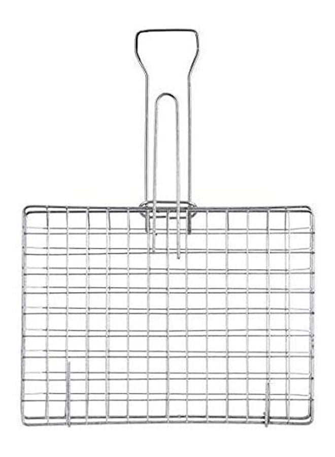 ماركة غير محددة Mini Grill Griddle With 10 Handle Chrome Stainless Coating Silver 40cm  - Image 2