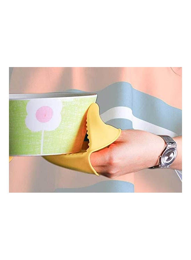 2 Pcs Kitchen Cooking Insulated Gloves-Silicone Non-Slip Yellow - Image 2