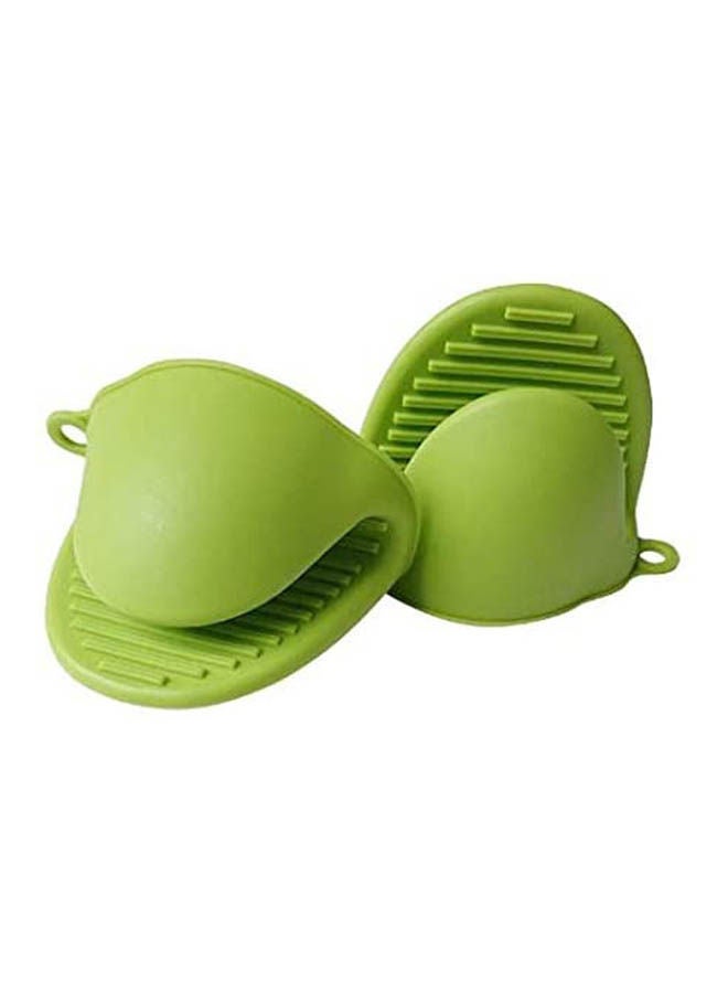 2Pcs Kitchen Silicone Gloves Non-Slip Insulated Heat Resistant Oven Mitts Green  - Image 2