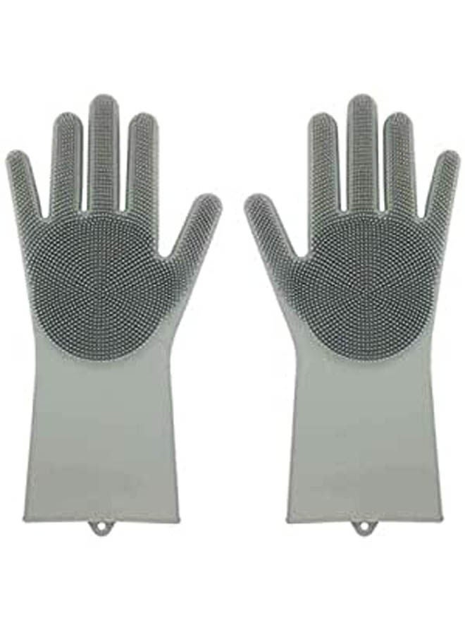 2Pcs Magic Silicone Gloves Reusable Dish Heat Resistant Gloves Kitchen Tool For Multipurpose Kitchen, Bed Room,Bathroom Grey  - Image 1
