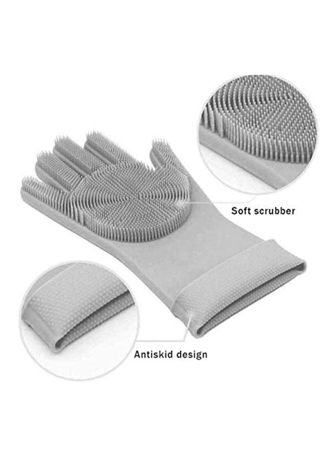 2Pcs Magic Silicone Gloves Reusable Dish Heat Resistant Gloves Kitchen Tool For Multipurpose Kitchen, Bed Room,Bathroom Grey  - Image 2
