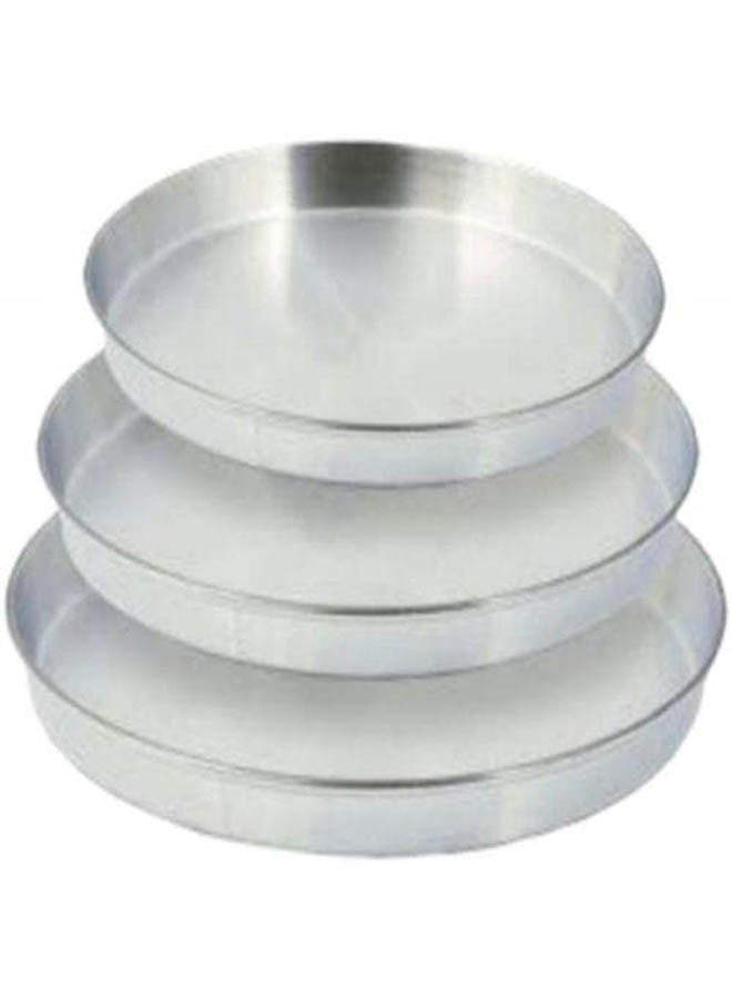 3 Piece Aluminum Trays Set Silver 30cm