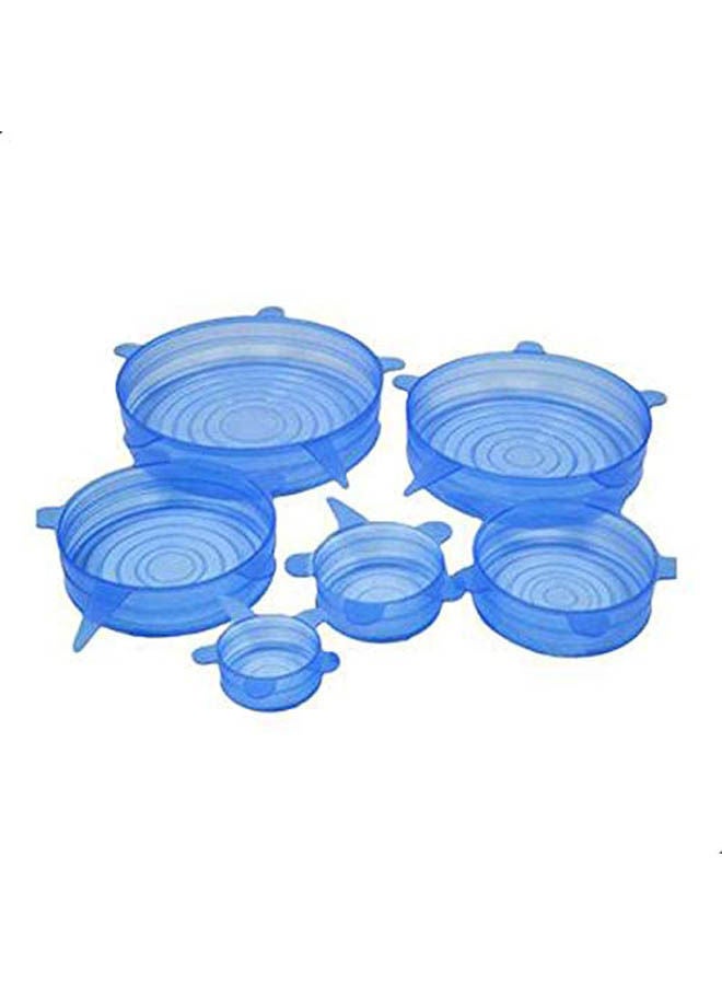 6 Pieces Reusable Kitchen Tools Bowl Cover Pan Lid -Premium Stretch Silicone Lids- Stretch Silicone Bowl Lid Blue 60cm - Image 1