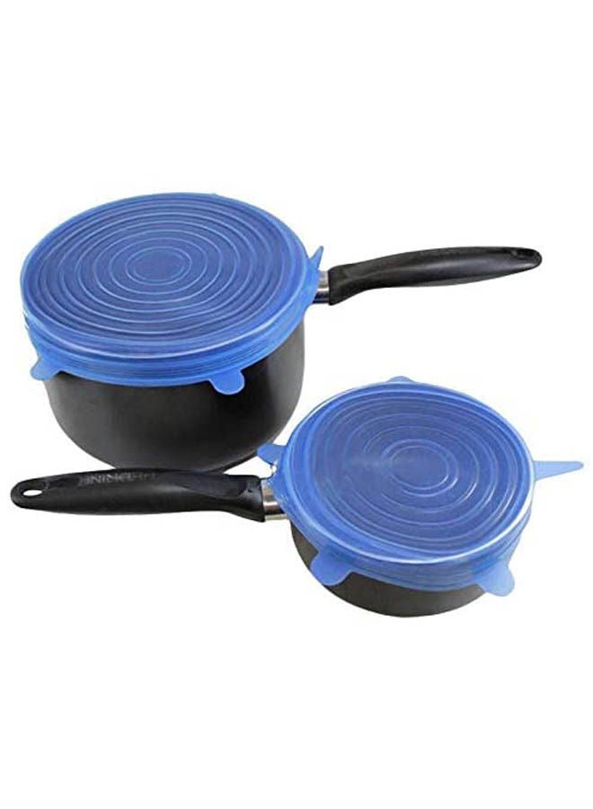 6 Pieces Reusable Kitchen Tools Bowl Cover Pan Lid -Premium Stretch Silicone Lids- Stretch Silicone Bowl Lid Blue 60cm - Image 2