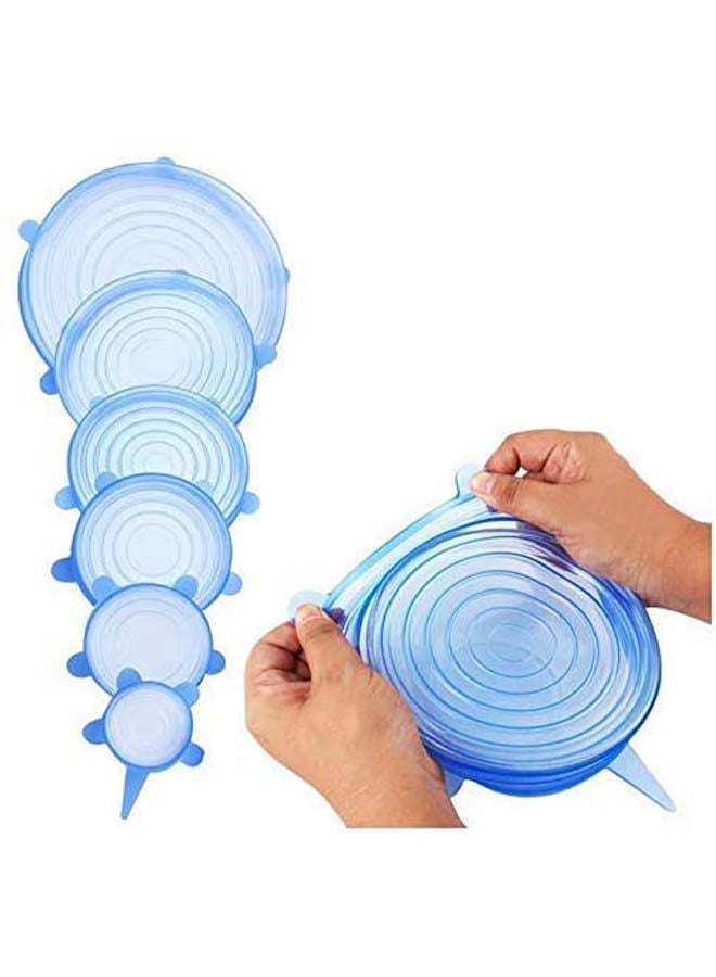 Generic 6Pcs Sets Universal Silicone Stretch Suction Lid-Bowl Pot Lids Fresh-Keeping Cover Blue  - Image 1