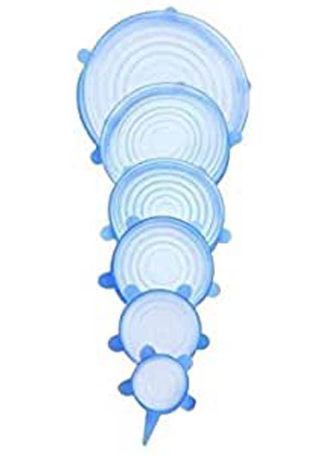 6Pcs Silicone Stretch Lids  Food Save Cover Heat Resisting Freezable Microwavable Blue 
