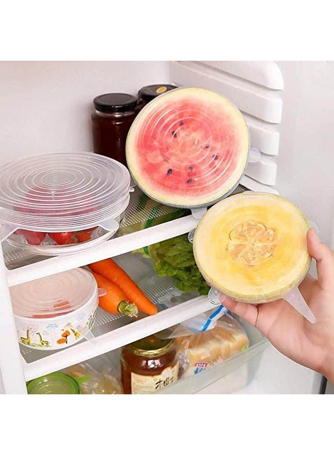 Generic 6Pcs Sets Universal Silicone Stretch Suction Lid-Bowl Pot Lids Fresh-Keeping Cover Grey 