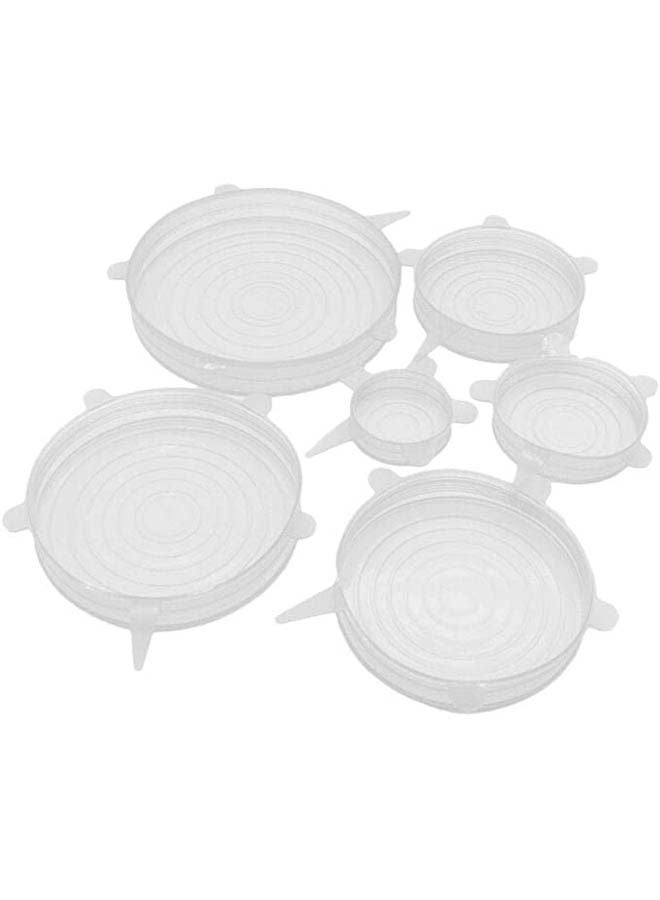 Generic 6Pcs Stretch Silicone Lids Clear Airtight Food Storage Covers Reusable Bowl Cover Clear  - Image 1