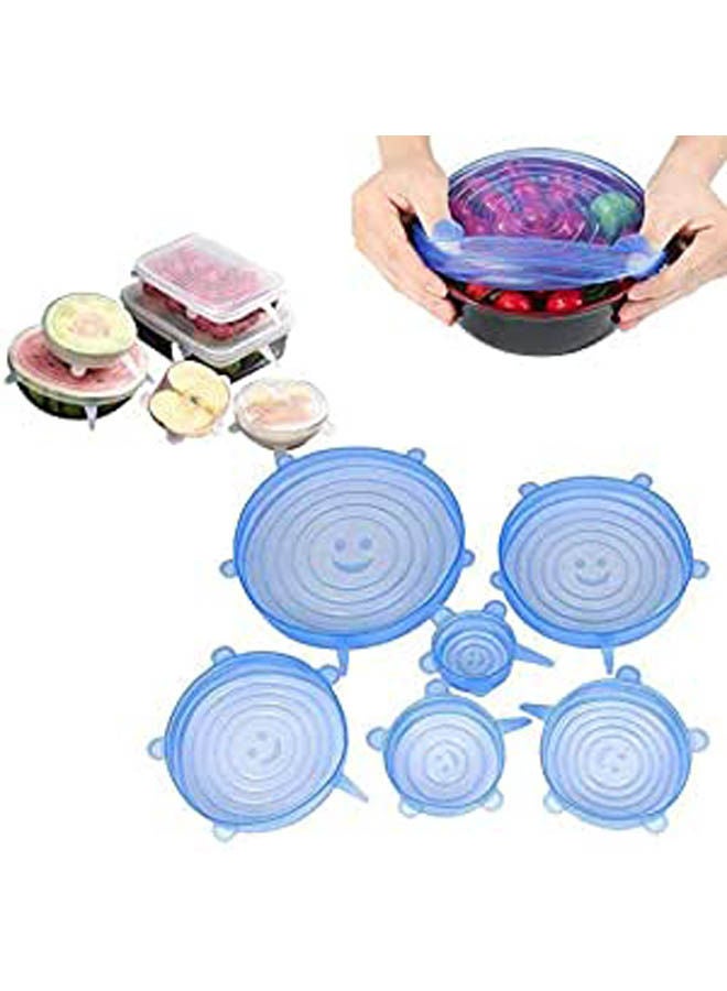 6Pcs/ Set Reusable Universal Silicone Saran Wrap Cover Lids Food Bowl Pot Stretch Kitchen Vacuum Seal Bowls Grey 
