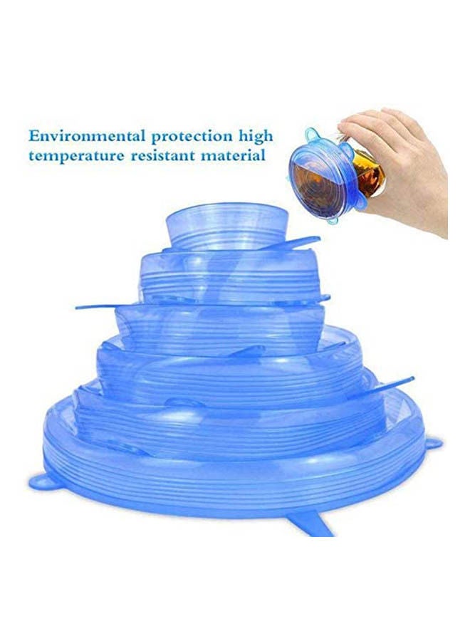 Generic 6Pcs/ Set Reusable Universal Silicone Saran Wrap Cover Lids Food Bowl Pot Stretch Kitchen Vacuum Seal Bowls Blue  - Image 2