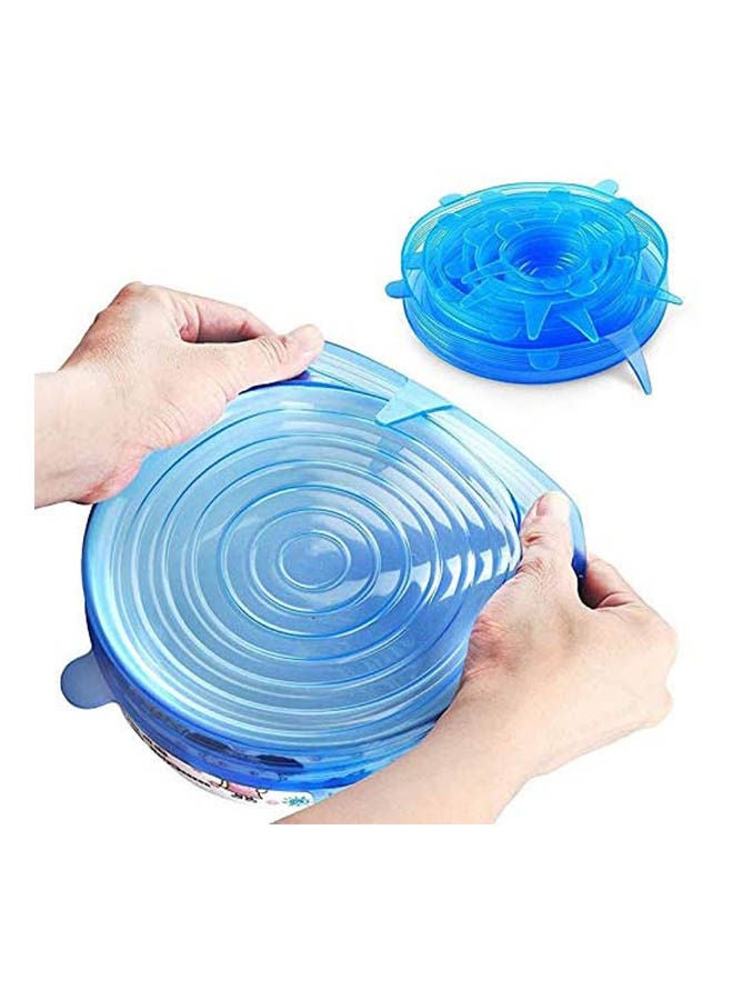 6Pcs/ Set Reusable Universal Silicone Saran Wrap Cover Lids Food Bowl Pot Stretch Kitchen Vacuum Seal Bowls Blue  - Image 2