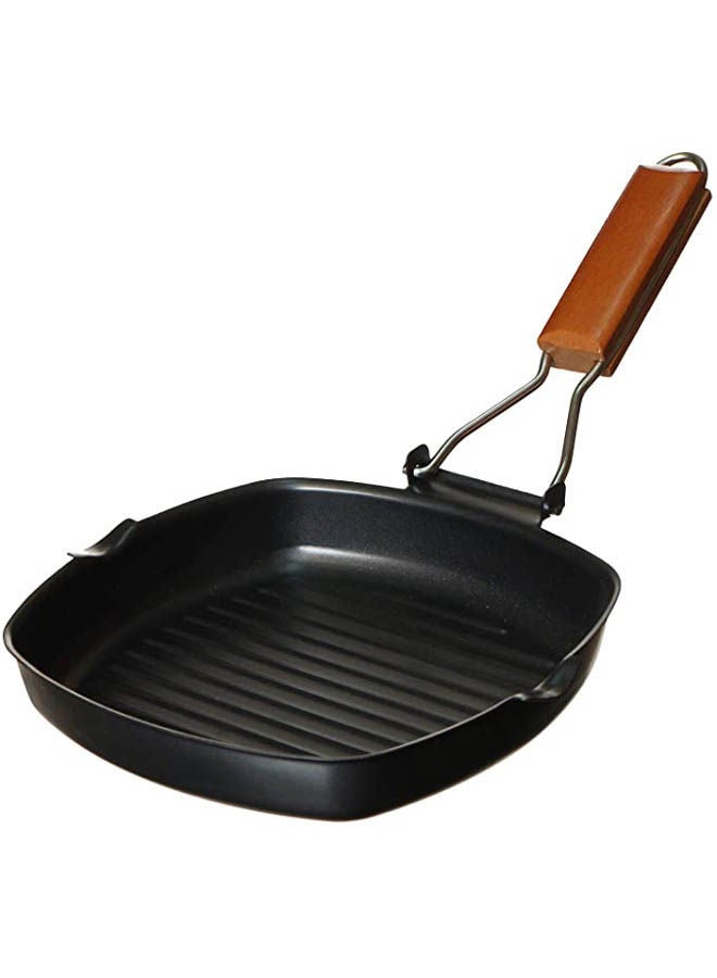 Generic Aluminum Grill Pan With Foldable Hand Black 15x15cm 