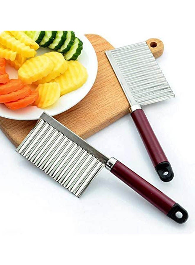Generic - Potato Wavy Edged Knife Kitchen Gadget Vegetable Fruit Cutting Brown - Image 1