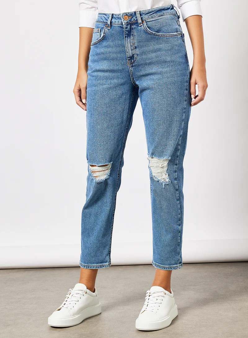 NEW LOOK Aw19 Busted Knee Piglet Jeans Blue