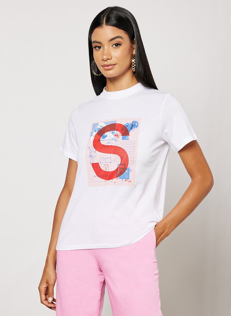 NA-KD Front Graphic Printed T-Shirt White - Image 1