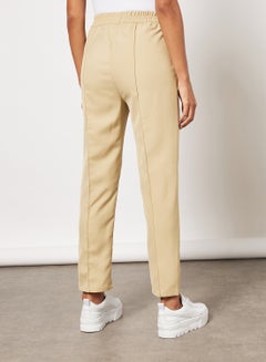 NA-KD Plain Elastic Waist Boyfriend Fit Mid Rise Pants Beige  - Image 2