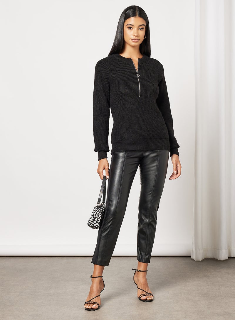 NA-KD - Zip Detail Sweater Black - Image 1