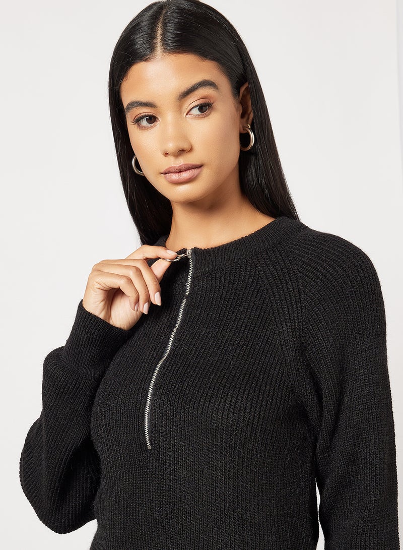 Zip Detail Sweater Black - v1650858111/N40640442V_3