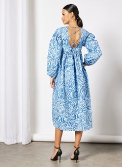 GHOSPELL Open Back Midi Dress Blue  - Image 1