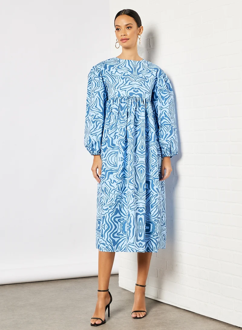GHOSPELL Open Back Midi Dress Blue