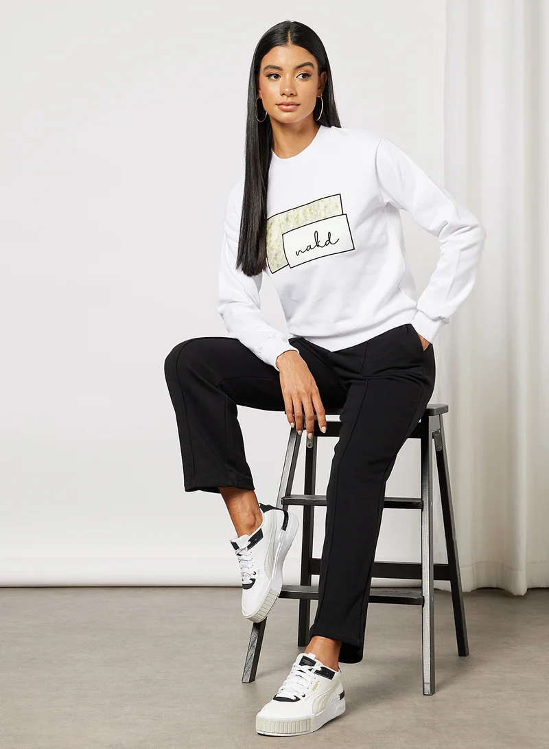 NA-KD Graphic Sweatshirt White