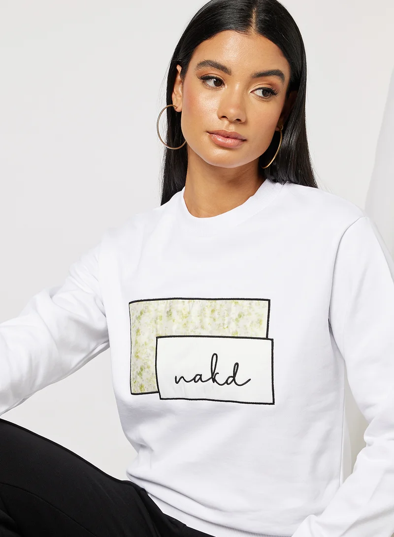 NA-KD Graphic Sweatshirt White