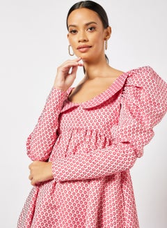 sister jane Theodora Jacquard Midi Dress Pink  - Image 3