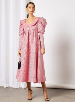 sister jane Theodora Jacquard Midi Dress Pink  - Image 4