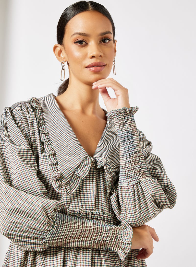 sister jane - Handkerchief Check Midi Dress Multicolour - Image 1