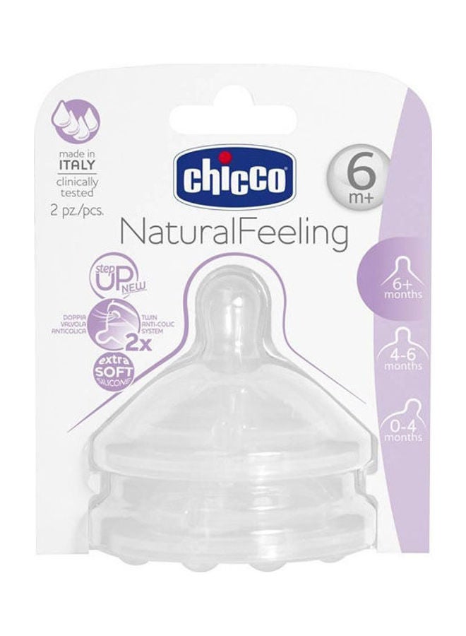 Chicco Natural Feeling Step-Up Baby Bottle Teat 2 Pcs 6M+ Fast 2 Pc 