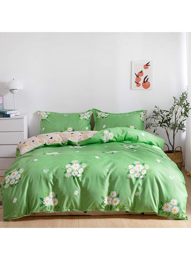 RISHAHOME 4-Piece Microfibre BONHEUR Single Size Duvet Cover Set Includes 1xDuvet Cover 160x210 cm, 1xFitted Sheet 120x200+25 cm, 2xPillow Case Microfiber Multicolour  - Image 1