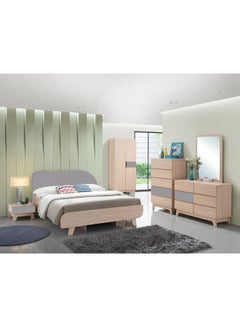 Switch Bedside Table - Size 480 X 432 X 309 Wood Rosewood/Grey Nightstand Comdina - Bedroom Furniture Rosewood/Grey 524X 456X 130mm  - Image 4