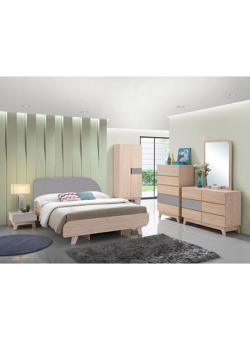 Switch Bedside Table - Size 480 X 432 X 309 Wood Rosewood/Grey Nightstand Comdina - Bedroom Furniture Rosewood/Grey 524X 456X 130mm  - Image 4