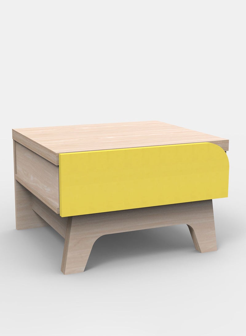 Switch Bedside Table - Size 480 X 432 X 309 Wood Rosewood/Yellow Nightstand Comdina - Bedroom Furniture Rosewood/Yellow 524X 456X 130mm  - Image 3