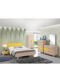 Switch Bedside Table - Size 480 X 432 X 309 Wood Rosewood/Yellow Nightstand Comdina - Bedroom Furniture Rosewood/Yellow 524X 456X 130mm  - Image 4