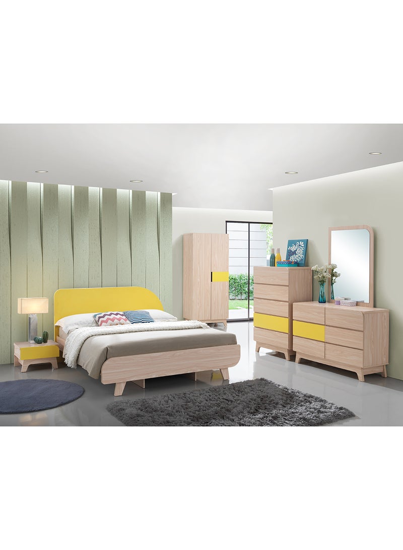 Switch Bedside Table - Size 480 X 432 X 309 Wood Rosewood/Yellow Nightstand Comdina - Bedroom Furniture Rosewood/Yellow 524X 456X 130mm  - Image 4