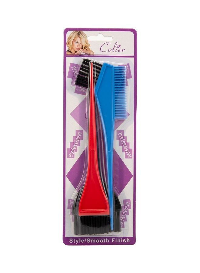 COLIER - 3-Piece Professional Smooth Finish Brush Set Red/Blue/Black - Image 1