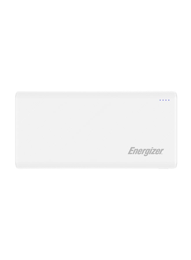 10000 mAh Rapid Charging Power Bank, Dual USB-A Outputs and Type-C, Micro USB Inputs, Slim, Compact with PowerSafe Management White