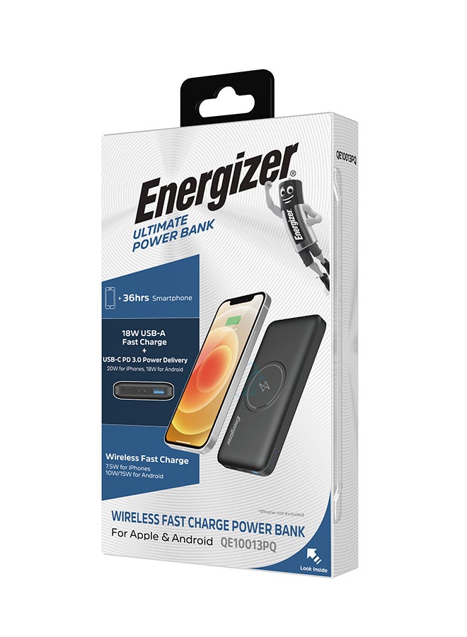 Energizer 10000 mAh Ultimate Wireless Power Bank, Qi Certified, 18W Type-C Output Power Delivery, 15W Wireless Charging for iPhone 15/14/13/12/11, Pro, Pro Max, iPad And Wireless Charging Supported Mobile Phones, Dual Inputs - Micro USB And Type-C Black  - Image 5