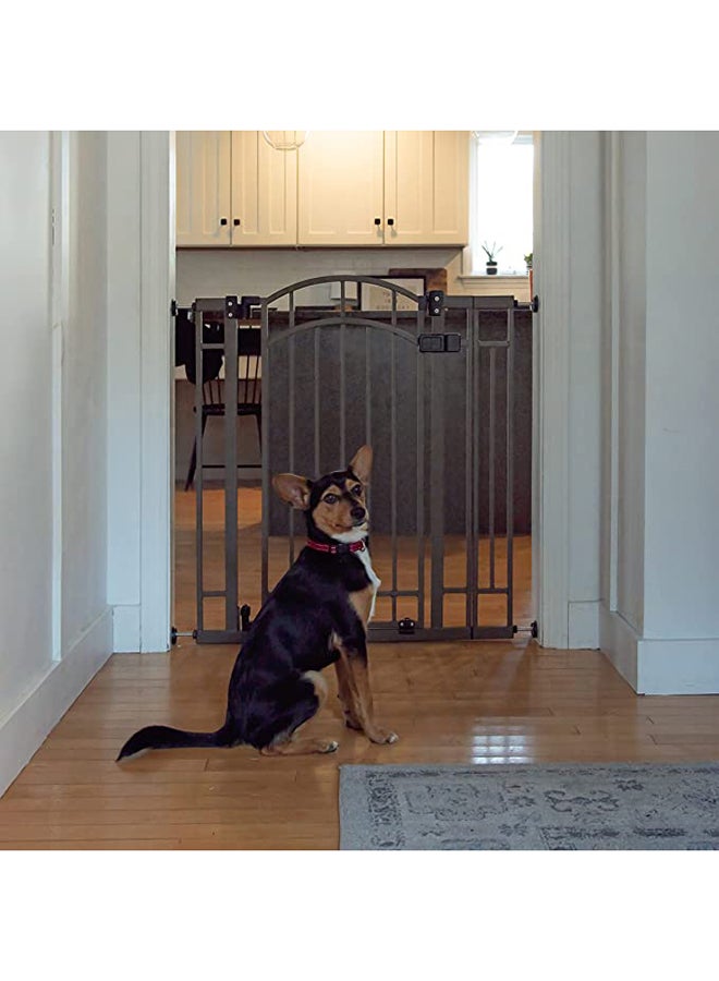 summer infant - Multi-use Extra Tall Walk-Thru Gate With Quality Metal and Hardwood- Brown/Grey - Image 1