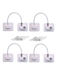 Pack of 4 Safety Cable Fridge Window Lock With Key Set