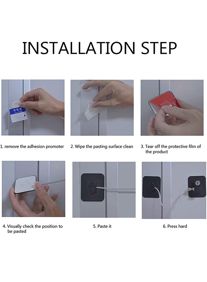 Generic - Pack of 4 Safety Cable Fridge Window Lock With Key Set - Image 1